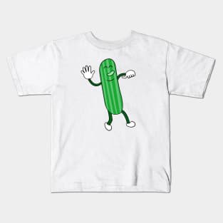 Happy, Friendly, Dancing Cucumber Funny Cartoon Kids T-Shirt